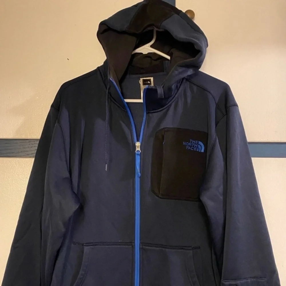 The North Face‎ Jacket Mens Size Large Hoodie Blue Full Zip Drawstring Pockets